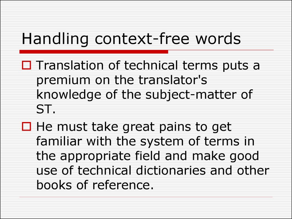 Handling context-free words