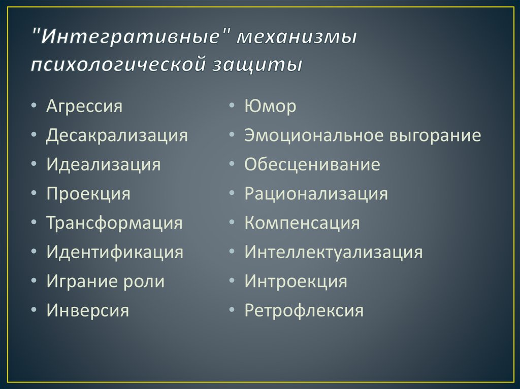 Психологические защитные механизмы презентация