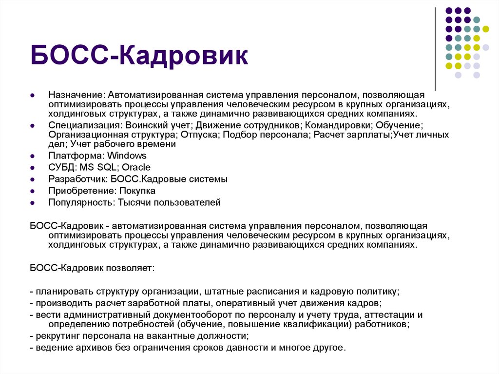 Босс контроль. Босс-кадровик описание программы. HRM-система босс-кадровик. Босс кадровик программа. Автоматизированные системы управления персоналом босс-кадровик.