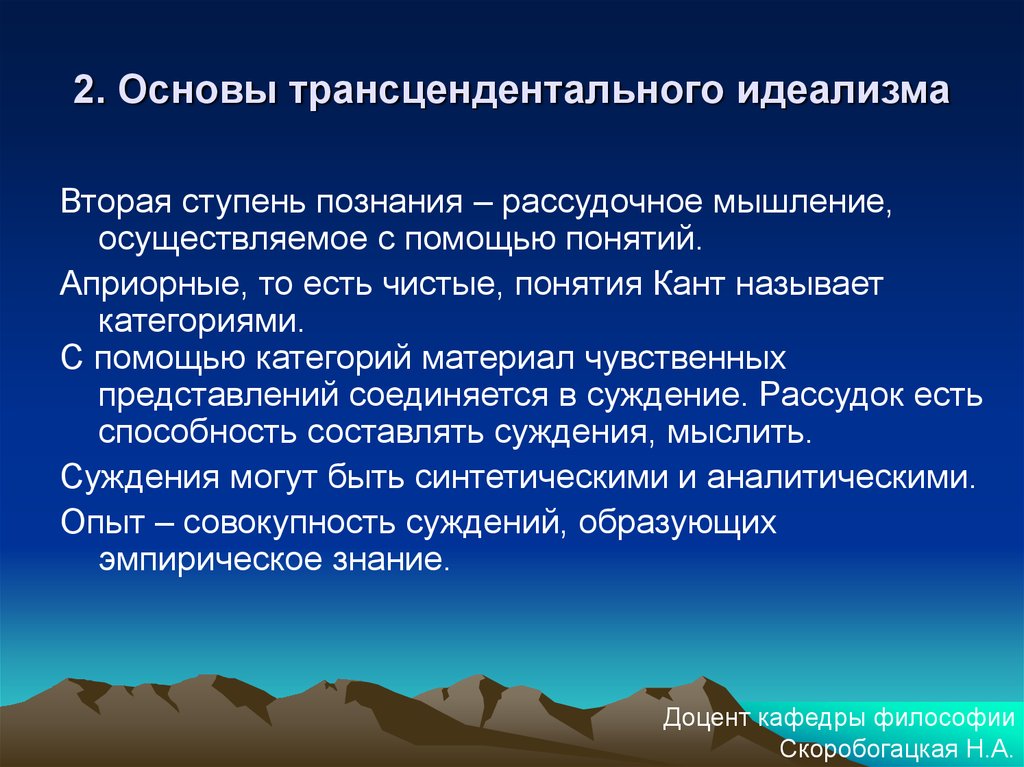 Категории помощи. Рассудочное познание по канту. Трансцендентальное мышление. Система трансцендентального идеализма. Трансцендентальным идеализмом называют:.