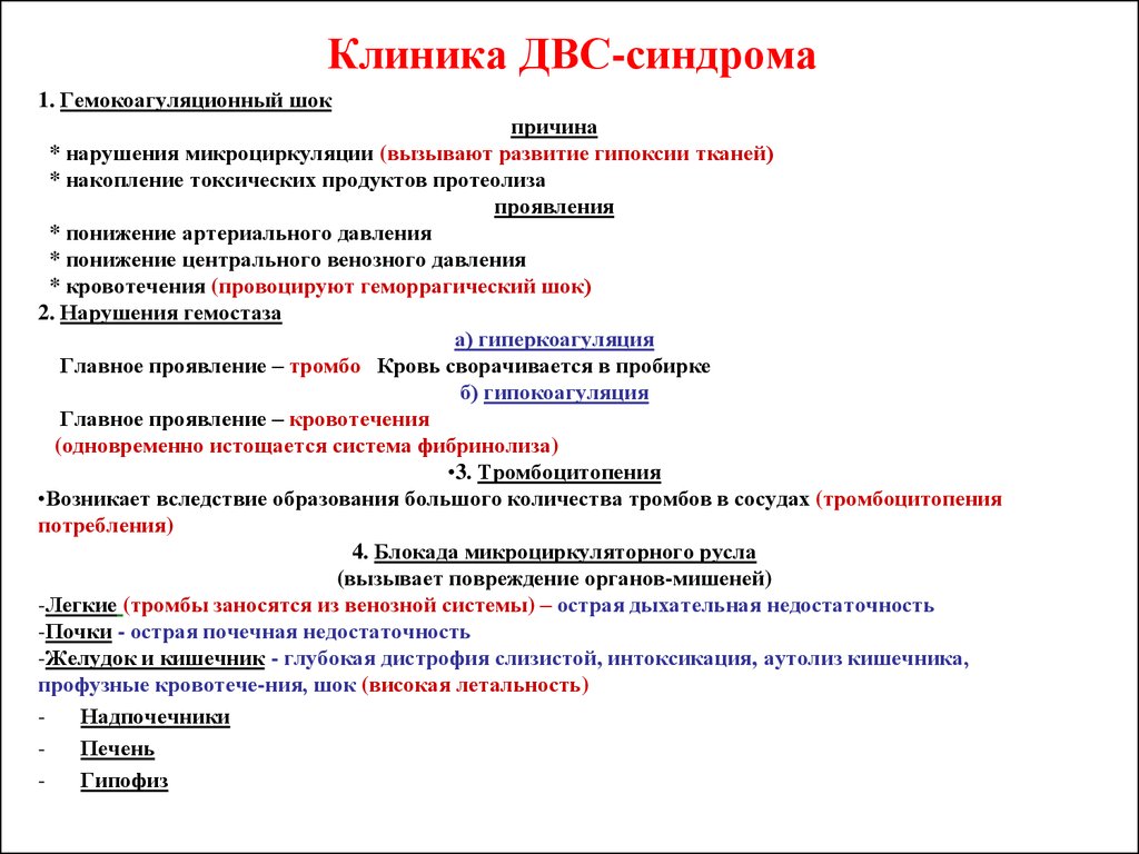 Двс синдром клиническая картина