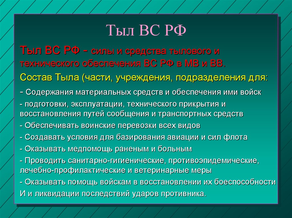 Презентация тыл вооруженных сил