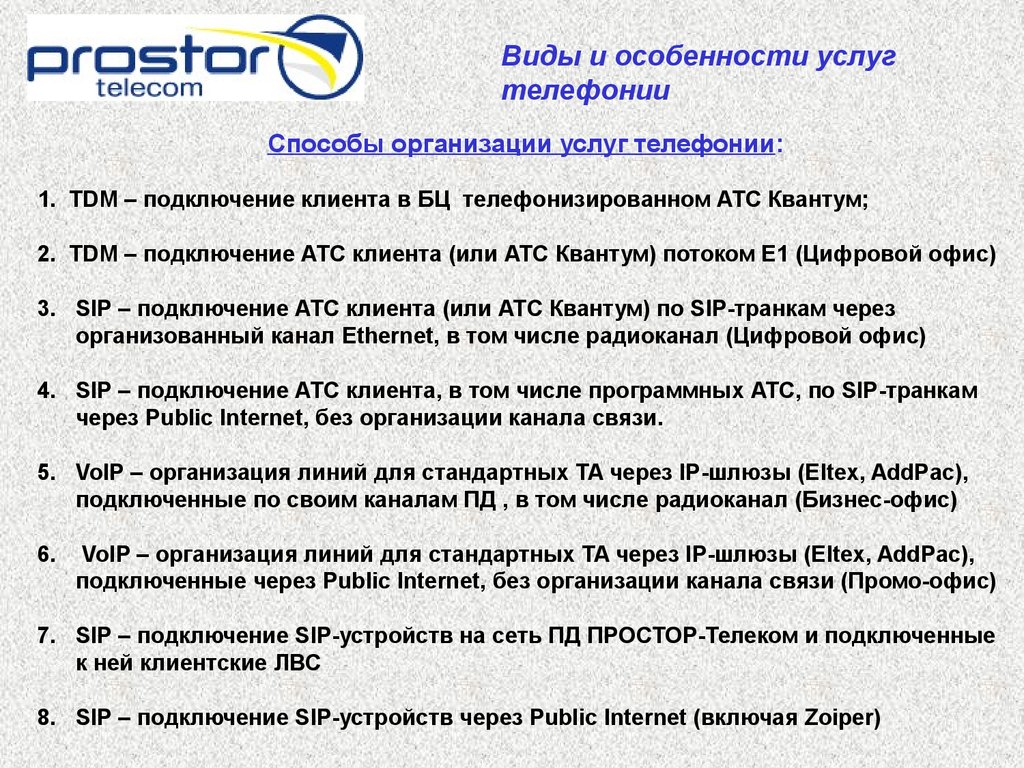 Prostor. Телефония и комплексные услуги - презентация онлайн