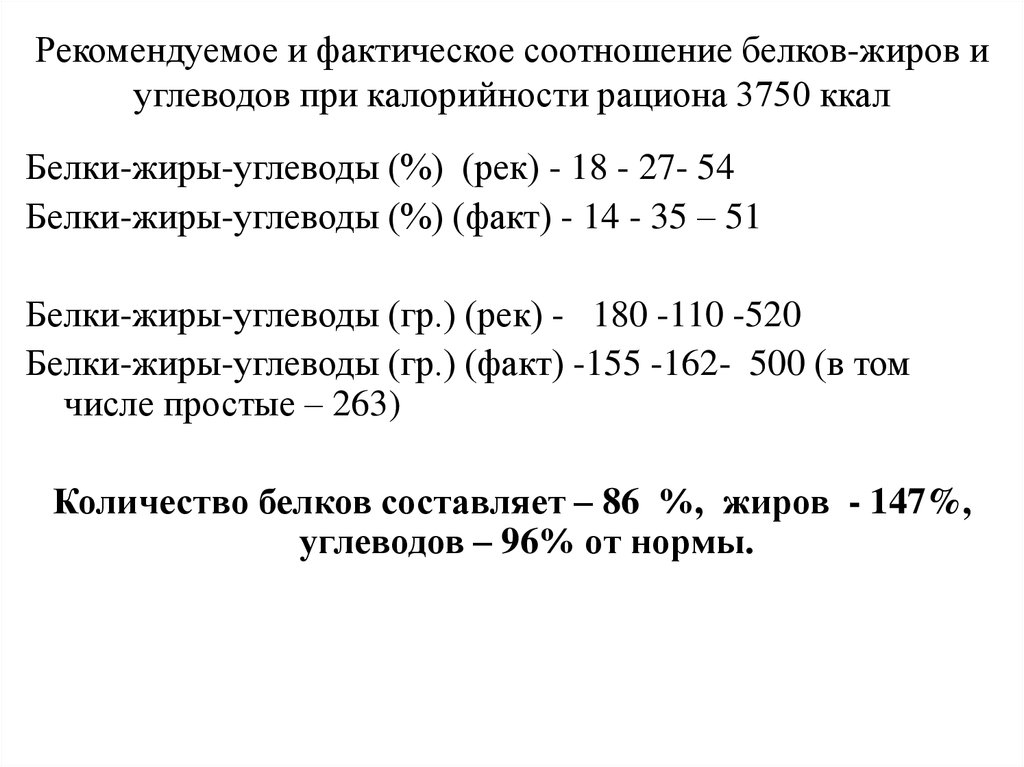 Какое соотношение белков жиров и углеводов соответственно