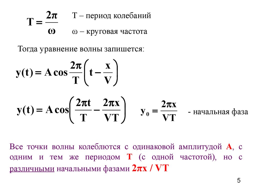 Периоды колебаний двух. Процесс распространения колебаний. Уравнение фазы волны. Уравнение волны. Графики х(t) и х(r). Волновое уравнение с фазой.