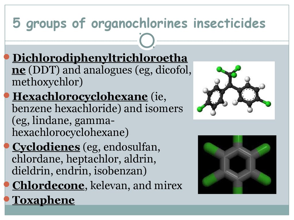 5 groups of organochlorines insecticides