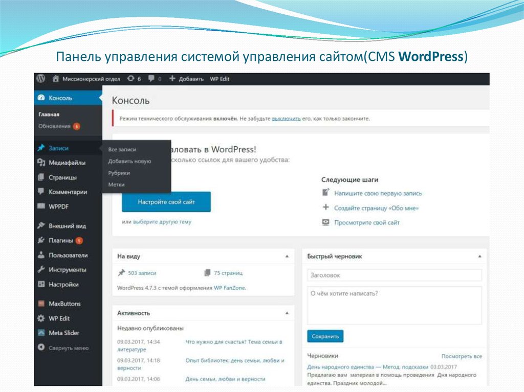 Управляемые сайты. Cms система панель управления. Панель управления вордпресс. Система управления WORDPRESS. Система управления сайтом WORDPRESS.