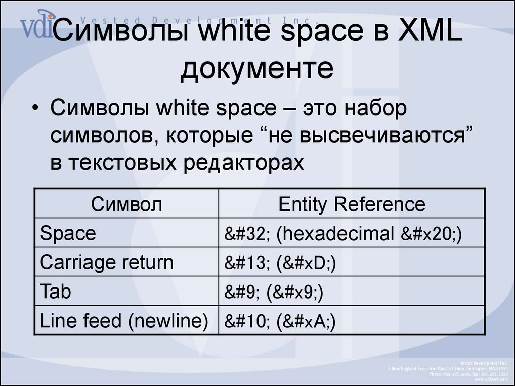 Символы white space в XML документе