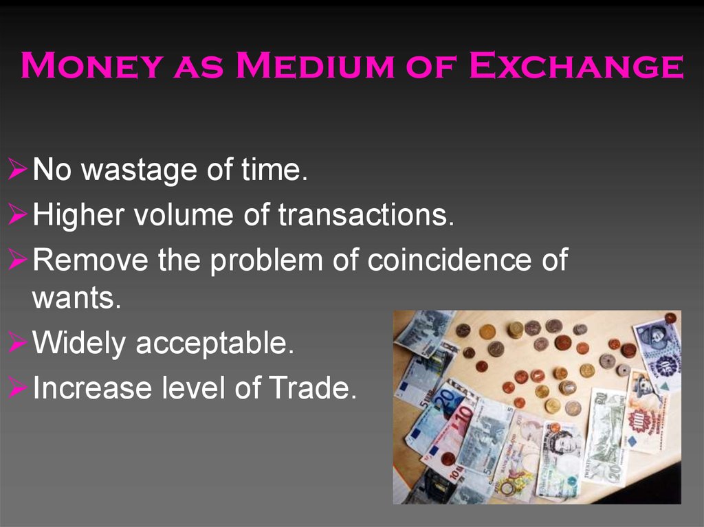Money as Medium of Exchange