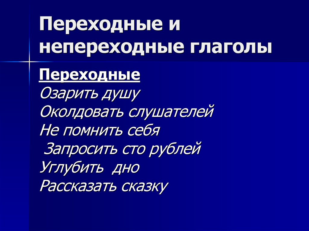 Презентация по русскому языку 6 класс переходные и непереходные глаголы