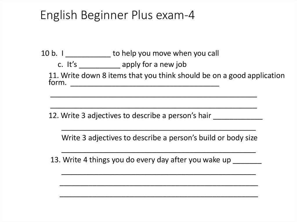 English Beginner Plus exam-4