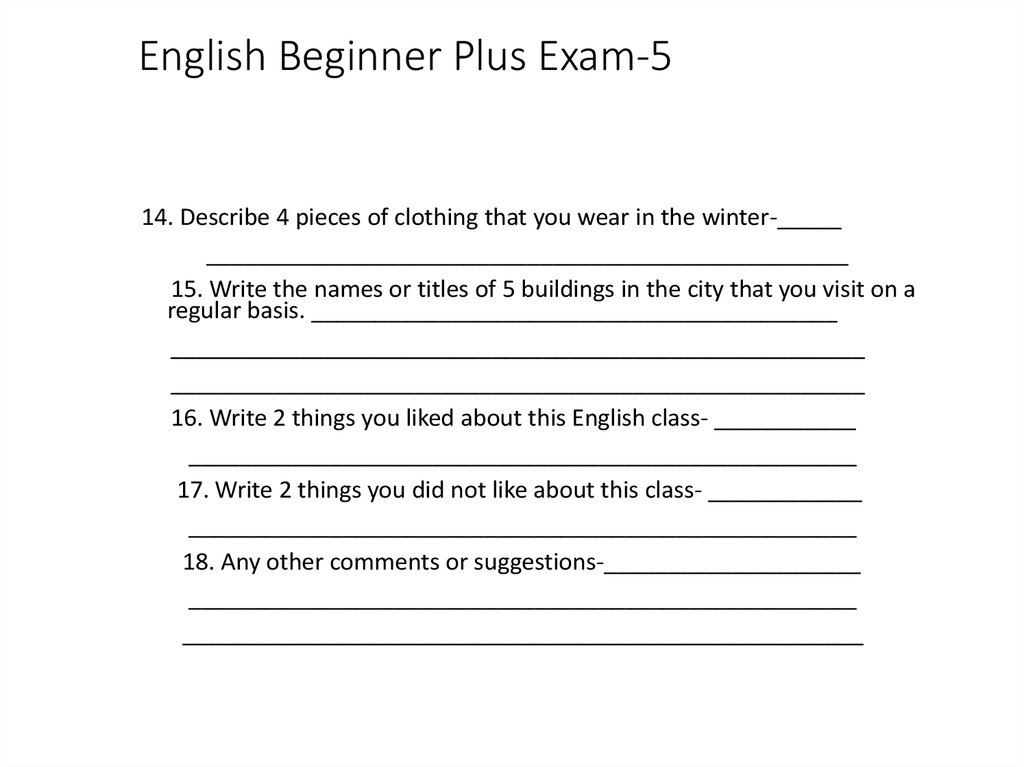 English Beginner Plus Exam-5