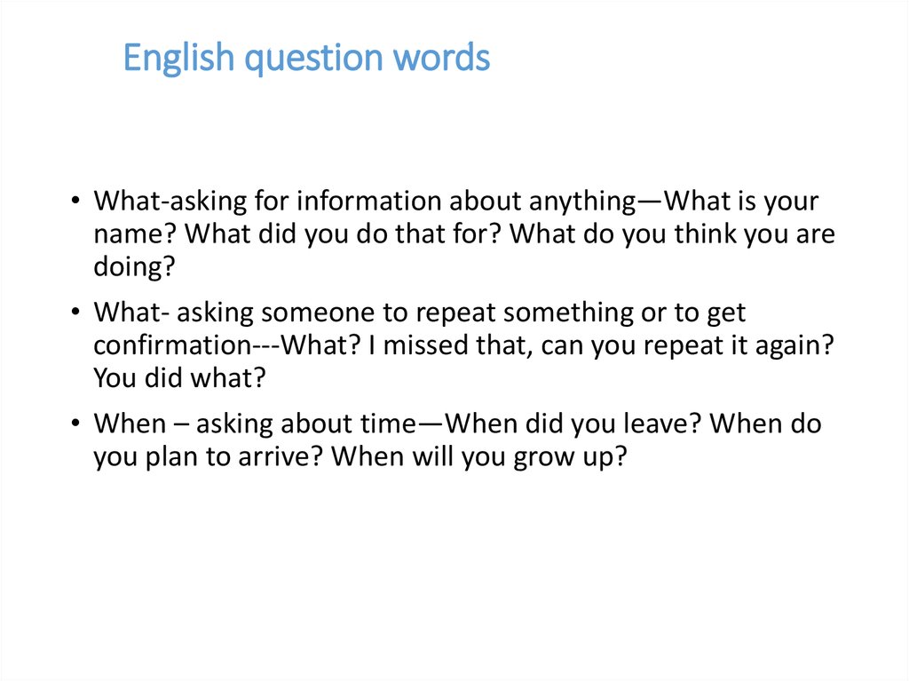 English question words
