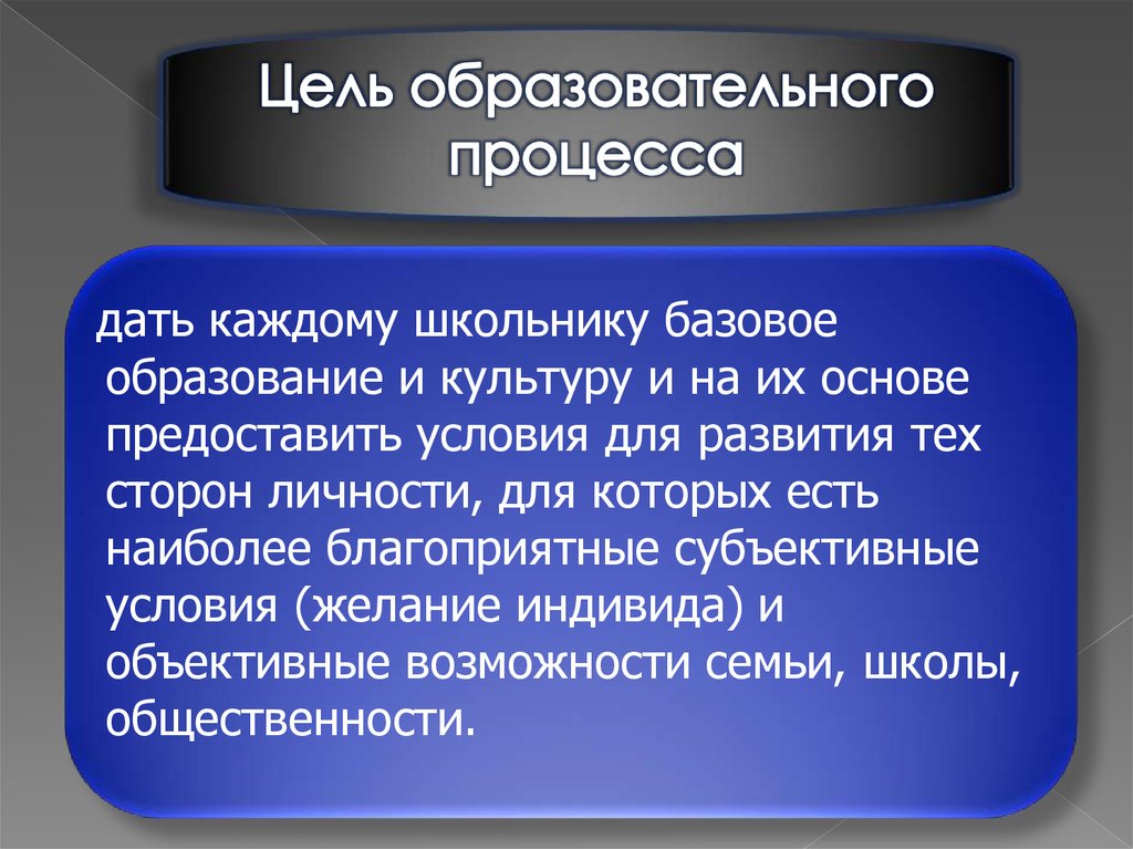 Объективная возможность. Цель учебного процесса. Цель образовательного процесса. Базовое образование это.