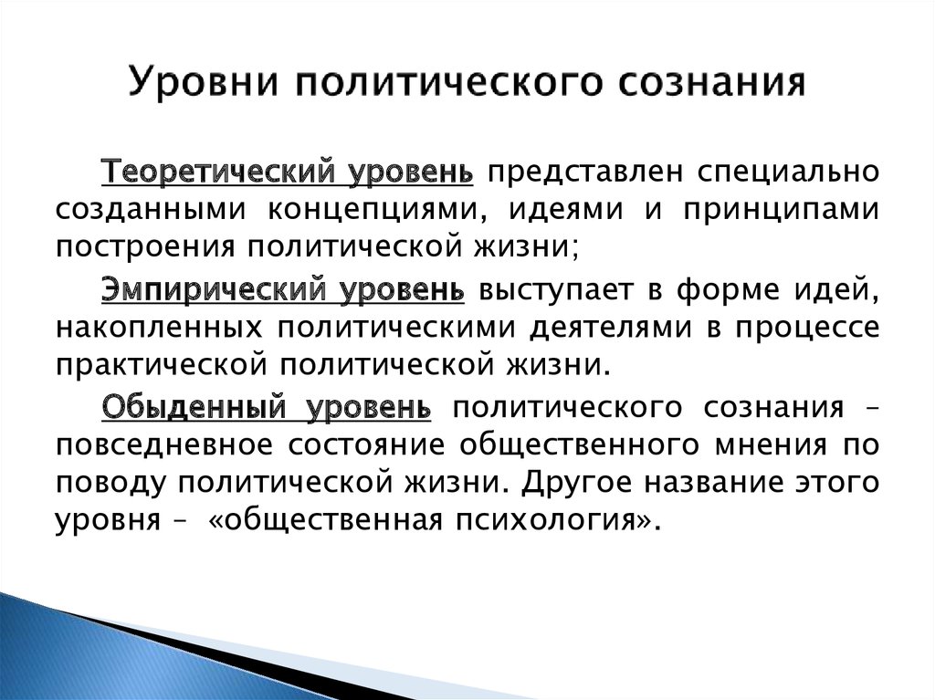 Уровни политики