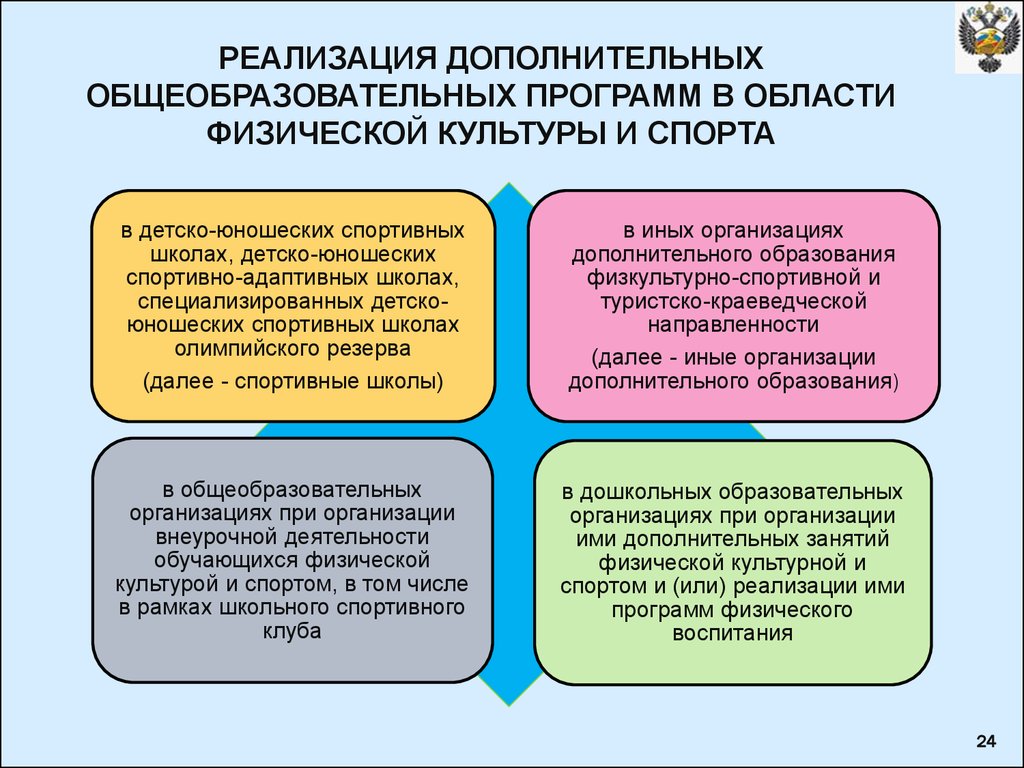 Дополнительные профессиональные образовательные программы. Реализация дополнительных общеобразовательных программ. Специфика дополнительных образовательных программ. Область деятельности физическая культура. Программа доп образования физкультурно-спортивной направленности.