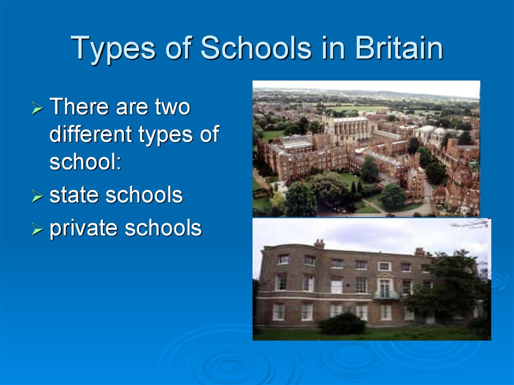 Types of schools. Types of Schools in Britain.