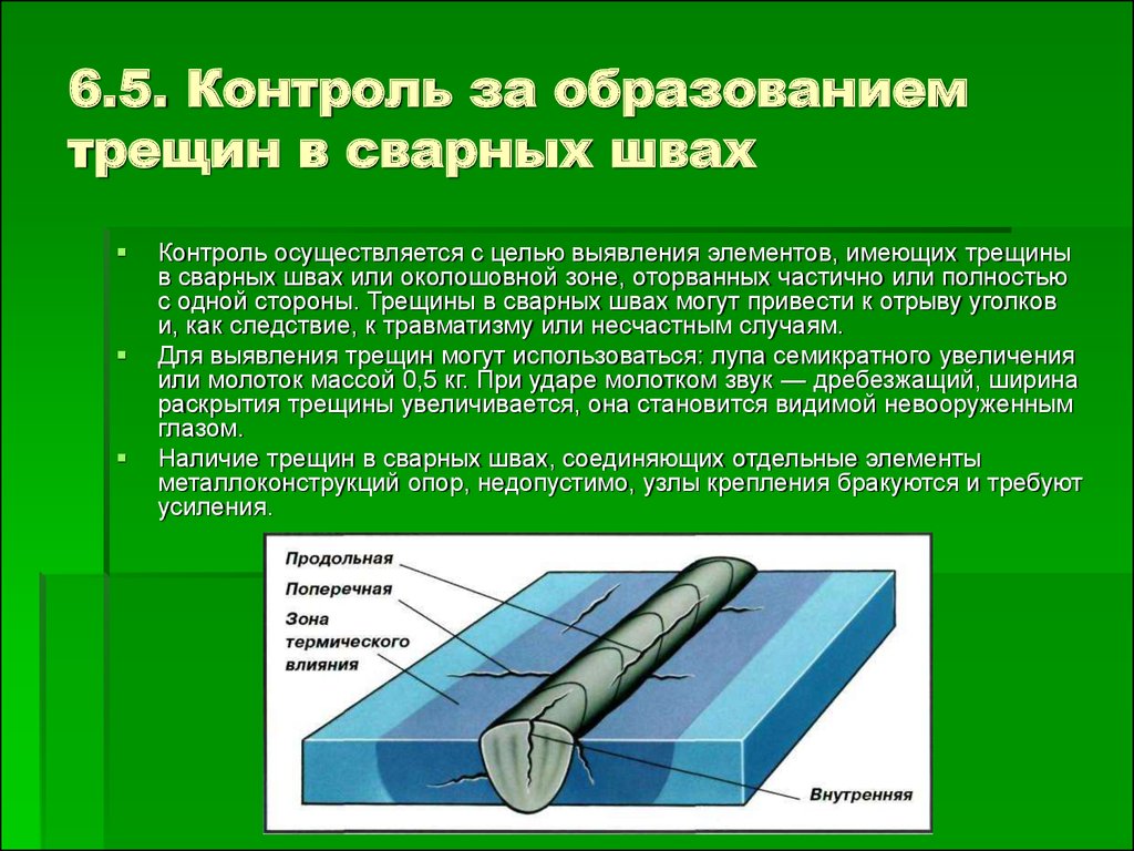 Трещины в сварных соединениях. Контроль качества сварных швов и соединений. Способы контроля сварных соединений в металлических конструкциях. Элементы сварного шва. Сварной шов и околошовная зона.