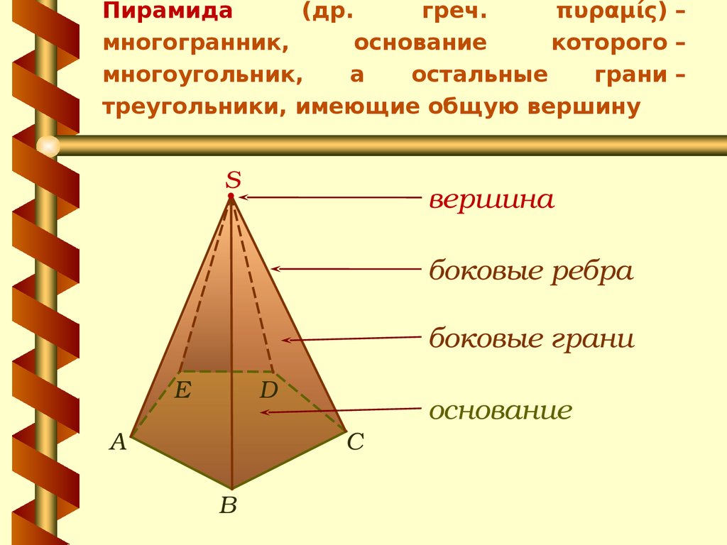 Пирамида геометрия 10 класс атанасян презентация. Грани и ребра пирамиды. Пирамида математика 2 класс. Пирамида и ее элементы геометрия 10. Строение пирамиды геометрия.