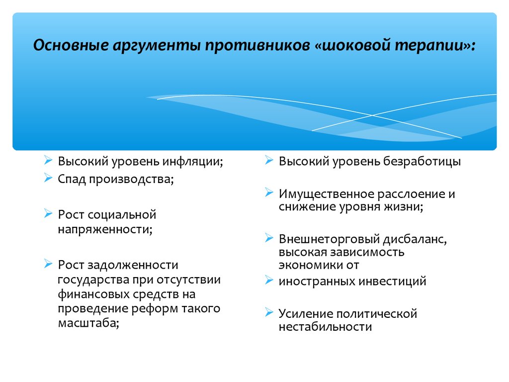 Экономический аргумент. Основные направления шоковой терапии. Основные мероприятия шоковой терапии. Основные направления шоковой терапии в России. Шоковая терапия итоги и последствия.