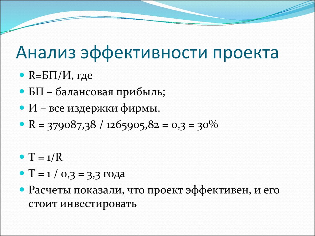 Анализ эффективности проекта онлайн