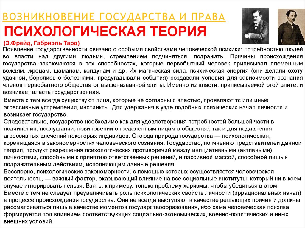 Мнение о государстве. Причины происхождения психологической теории. Тард психологическая теория происхождения государства. Фрейд теория происхождения государства. Психологическая теория государства Фрейд.