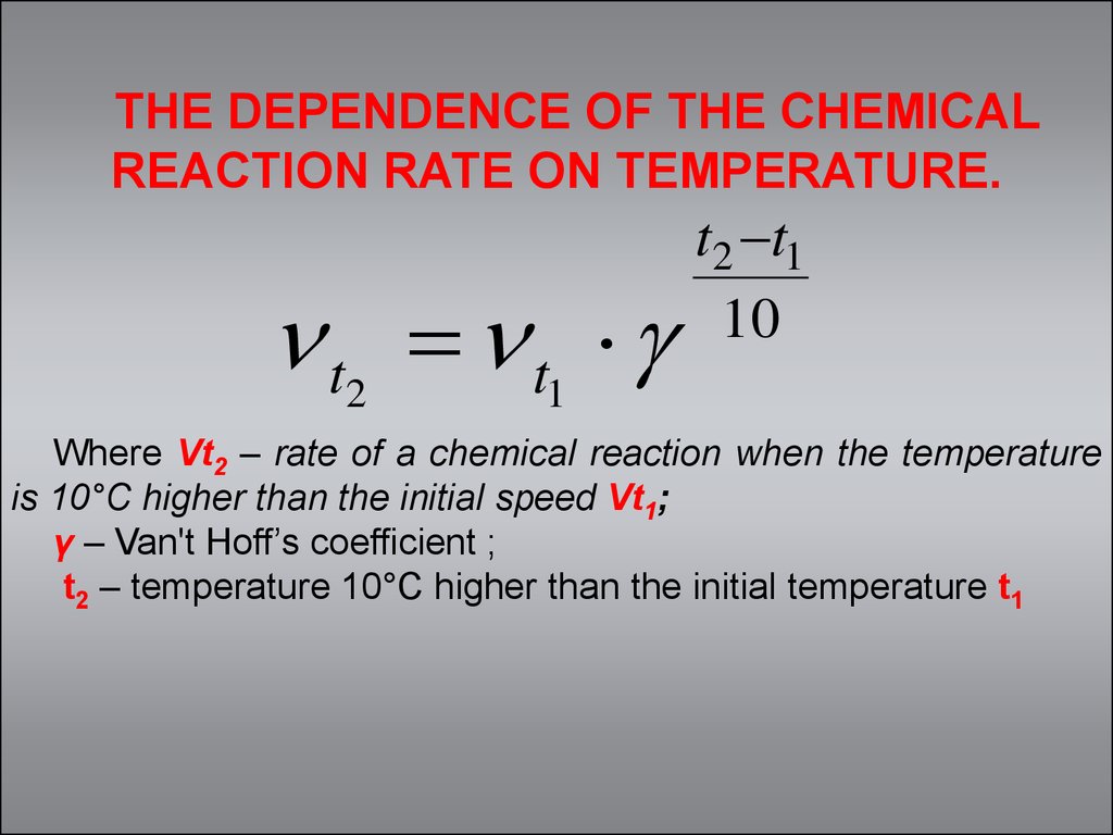 Effect rate. The rate of a Chemical Reaction. Van't Hoff equation. Rate of Reaction Formula. The dependence of the rate of a Chemical Reaction on temperature.