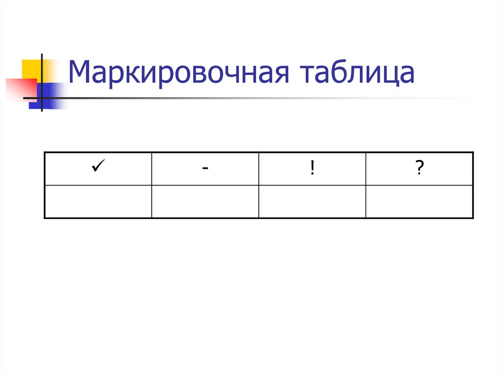 Маркировочная таблица