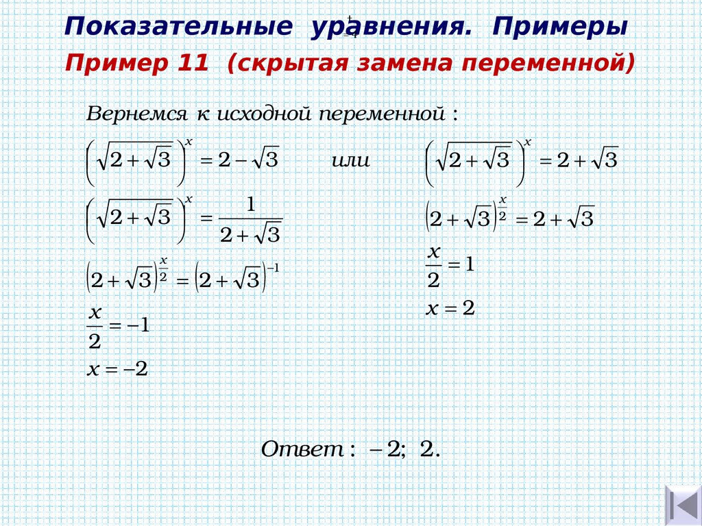 Решение показательных примеров. Показательные уравнения.