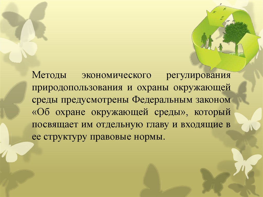 Методы экономического регулирования в области охраны окружающей среды презентация