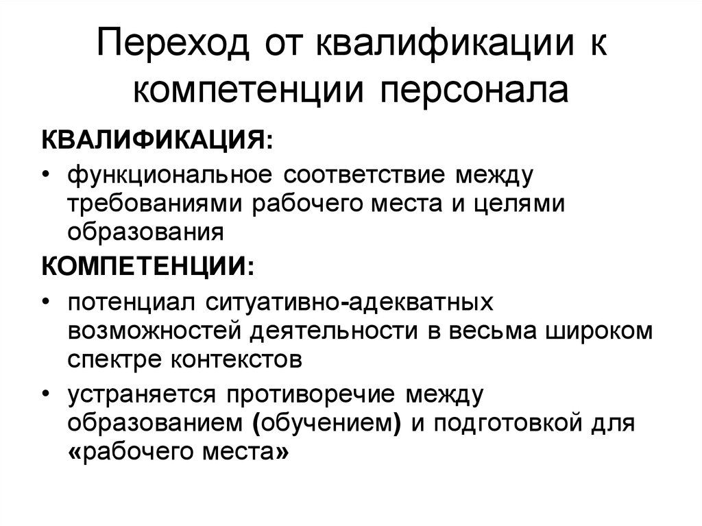 Квалификационная компетентность. Квалификация персонала. Функциональное соответствие. Компетенции сотрудника. Переходные требования.