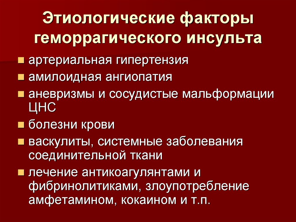 Инсульт геморрагический правая. Факторы риска геморрагического инсульта. Факторы развития геморрагического инсульта. Этиологические факторы геморрагического инсульта. Основные причины развития геморрагического инсульта.