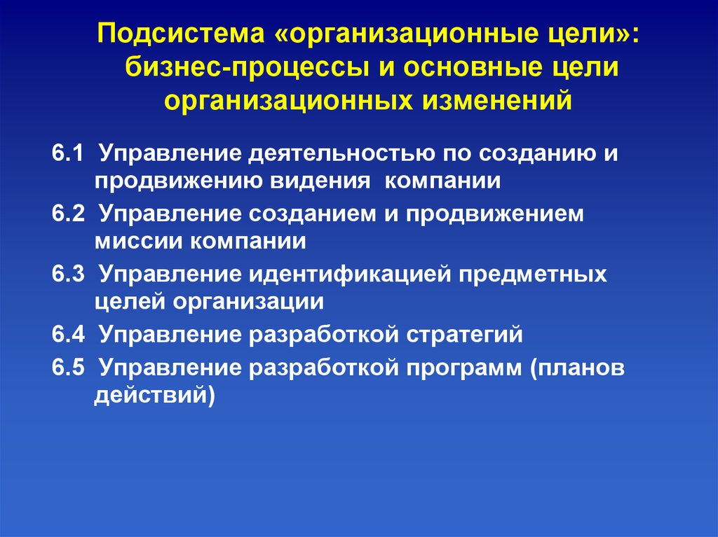 Организационная подсистема. Организационная подсистема политики. Основные организационные цели бизнеса.