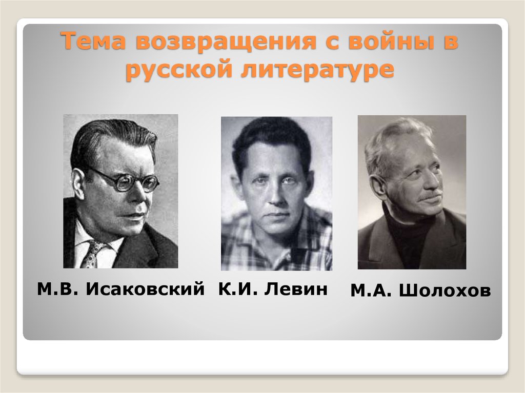 Тема возвращения в послевоенной литературе. Тема Возвращение. Литература в послевоенное время Исаковский.