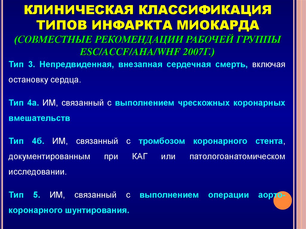 Виды инфаркта. Клиническая классификация инфаркта. Типы инфаркта миокарда классификация. 1 Тип острого инфаркта миокарда это.