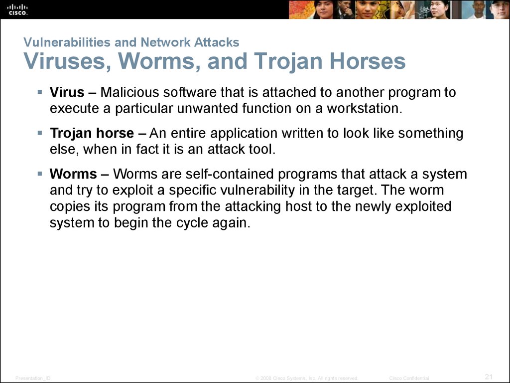 Vulnerabilities and Network Attacks Viruses, Worms, and Trojan Horses