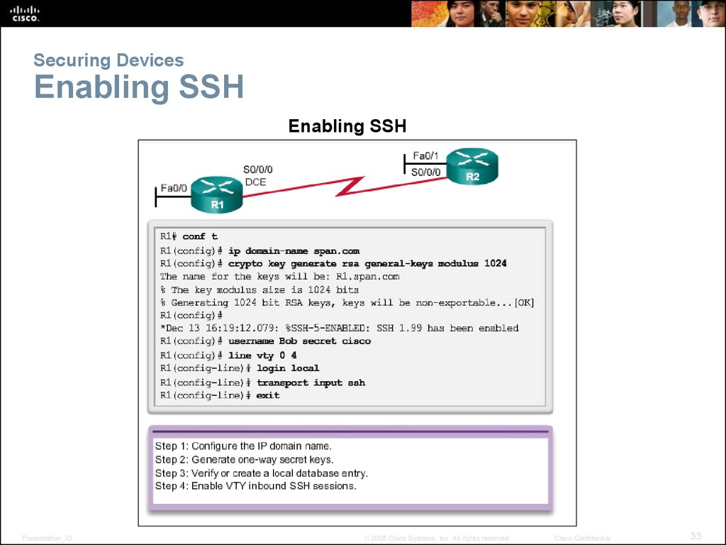 Securing Devices Enabling SSH