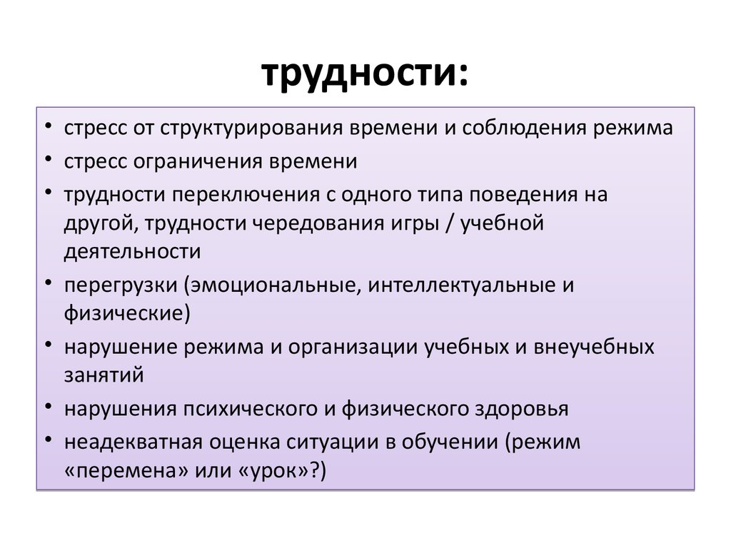 Возможные трудности