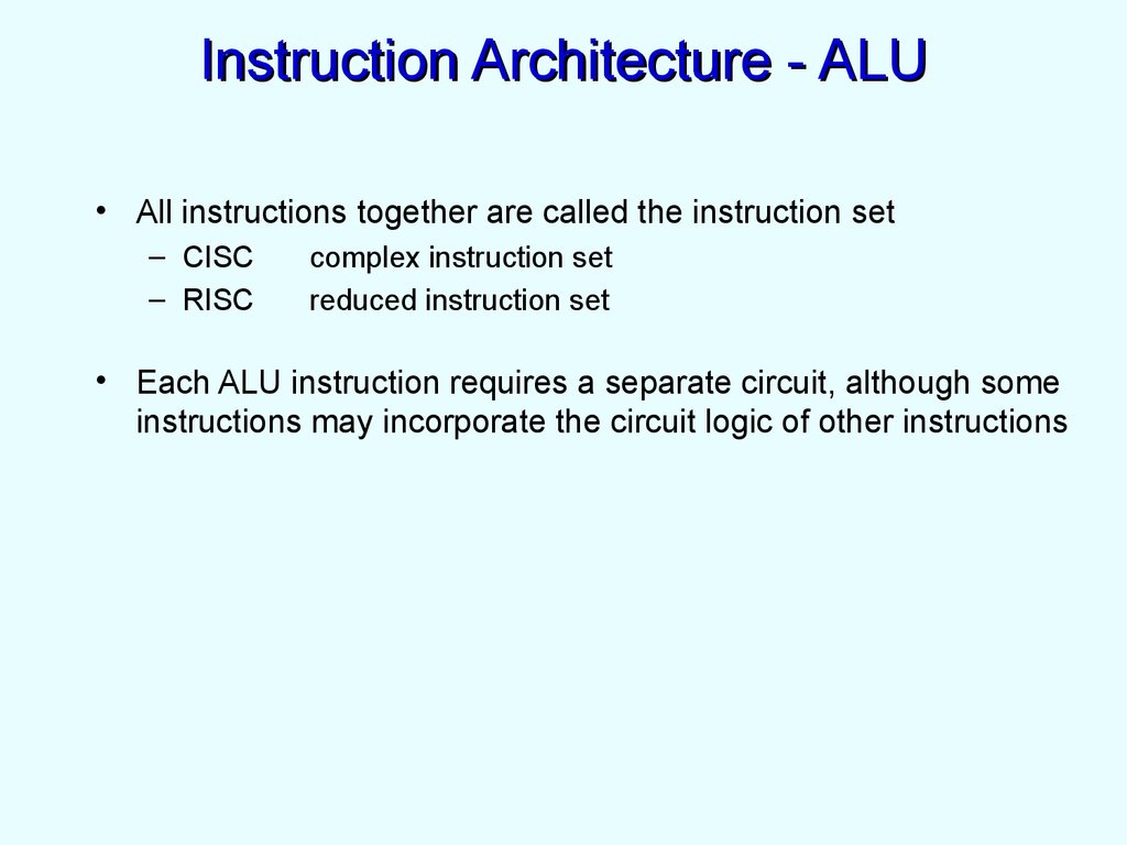 Instruction Architecture - ALU