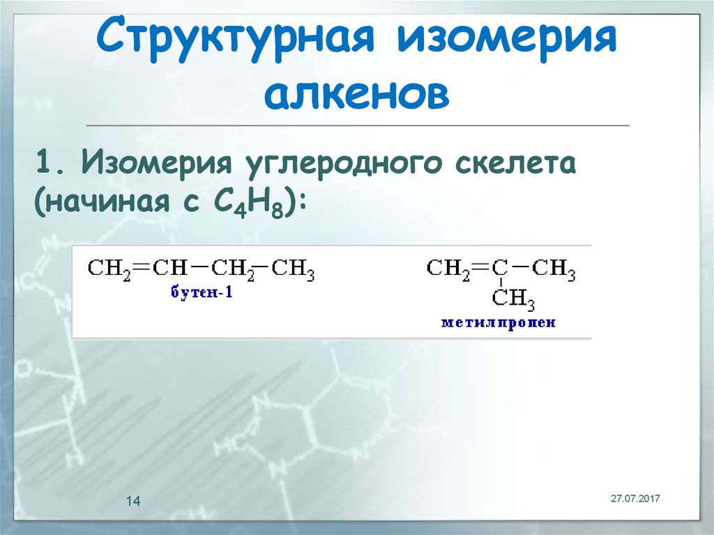 Алкены межклассовые изомеры