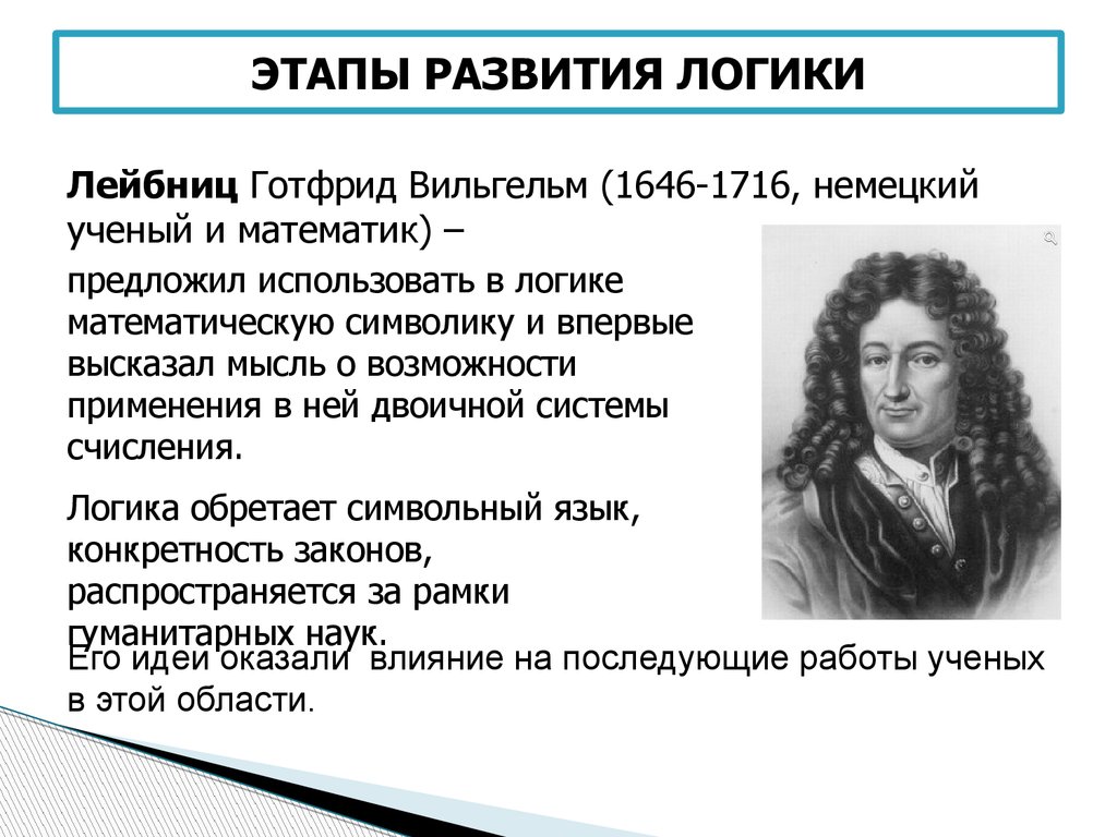 Развита логика. Готфрид Вильгельм Лейбниц основные идеи. Лейбниц основные понятия. Концепция Лейбница. Этапы развития логики.