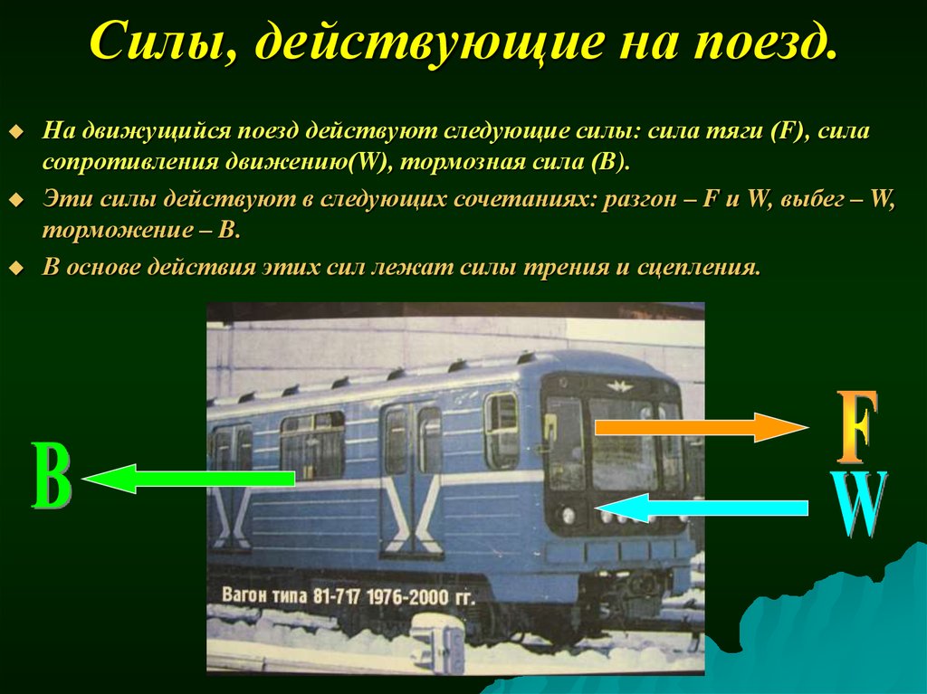 Факторы влияют на изменение скорости поезда. Силы действующие на поезд. Сила тяги поезда. Сила тяги электровоза. Внешние силы действующие на поезд.