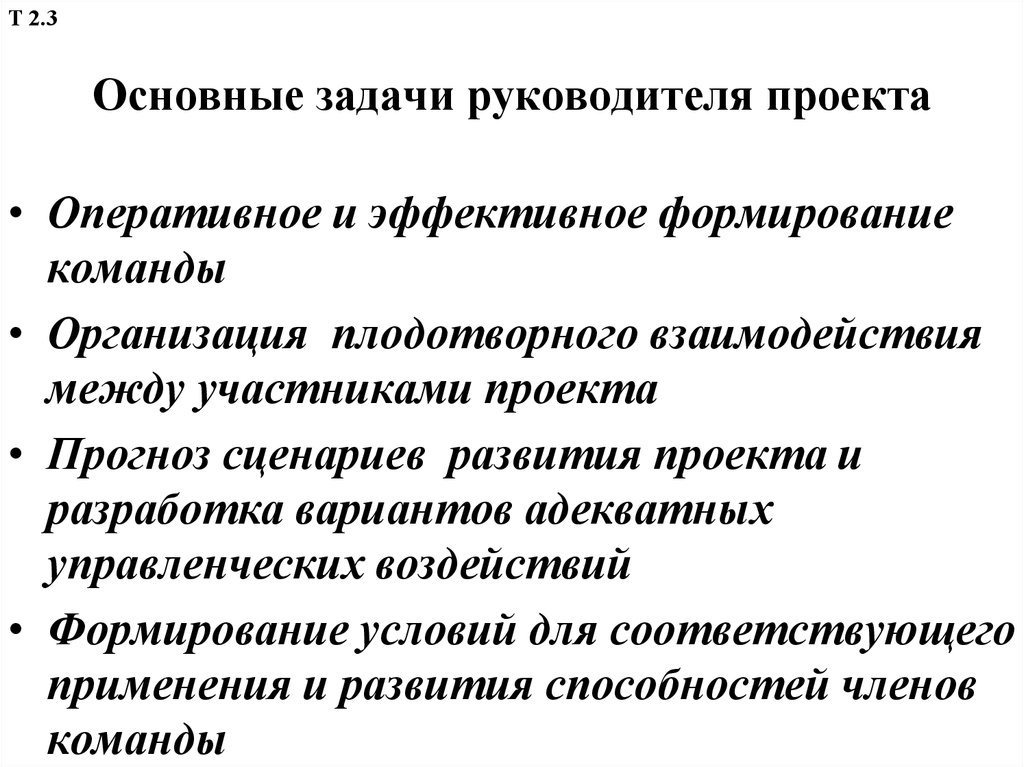 Задачи руководителя проекта это