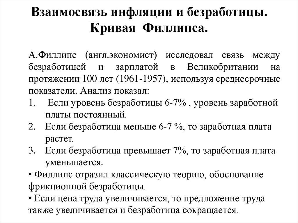 Проект на тему анализ взаимосвязи инфляции и безработицы