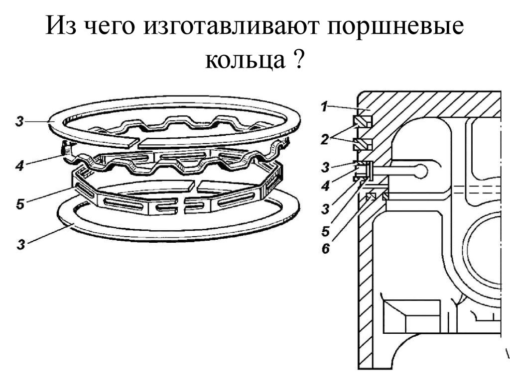 Что изображено на рисунке где они устанавливаются и как называются поршневые кольца