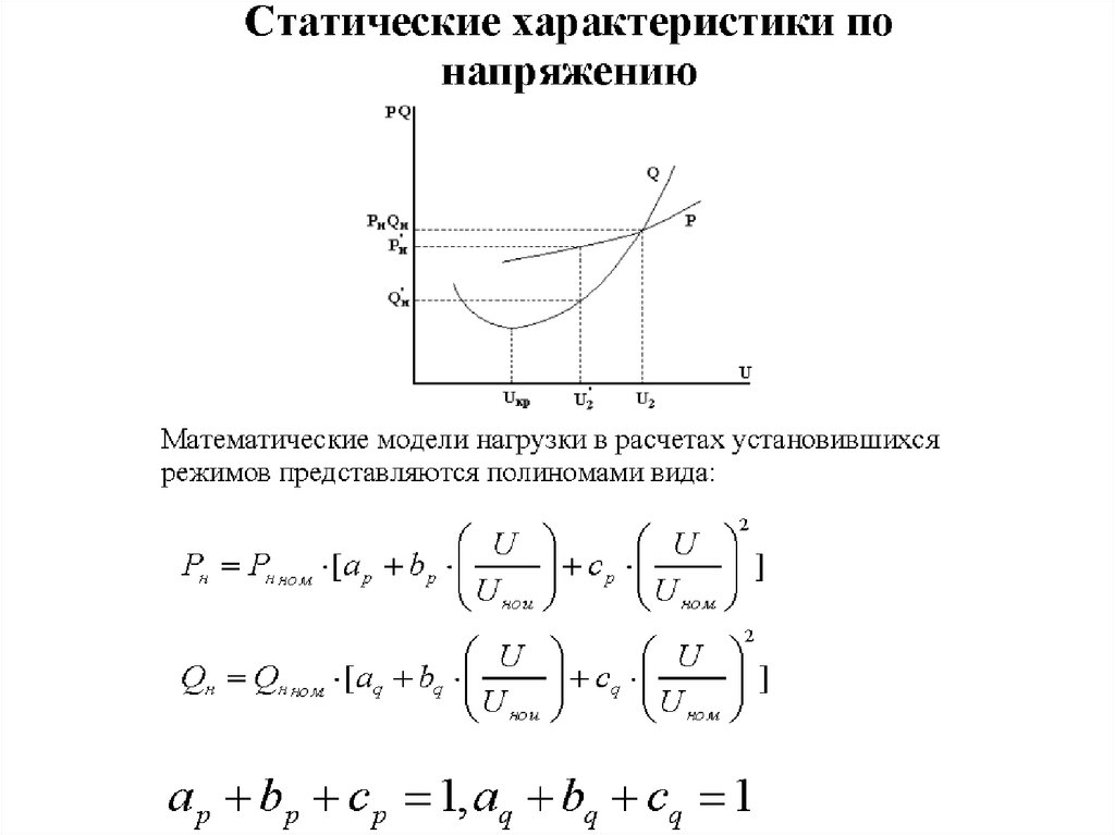 Характеристика нагрузки. Статические характеристики нагрузки по напряжению. Статические характеристики мощности нагрузки. Статические характеристики нагрузки по частоте. Статические характеристики нагрузки по напряжению и частоте.