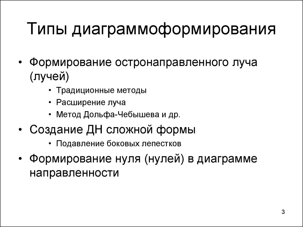 Основа угнетения. Остронаправленное излучение. Формы угнетения. Метод расширения.