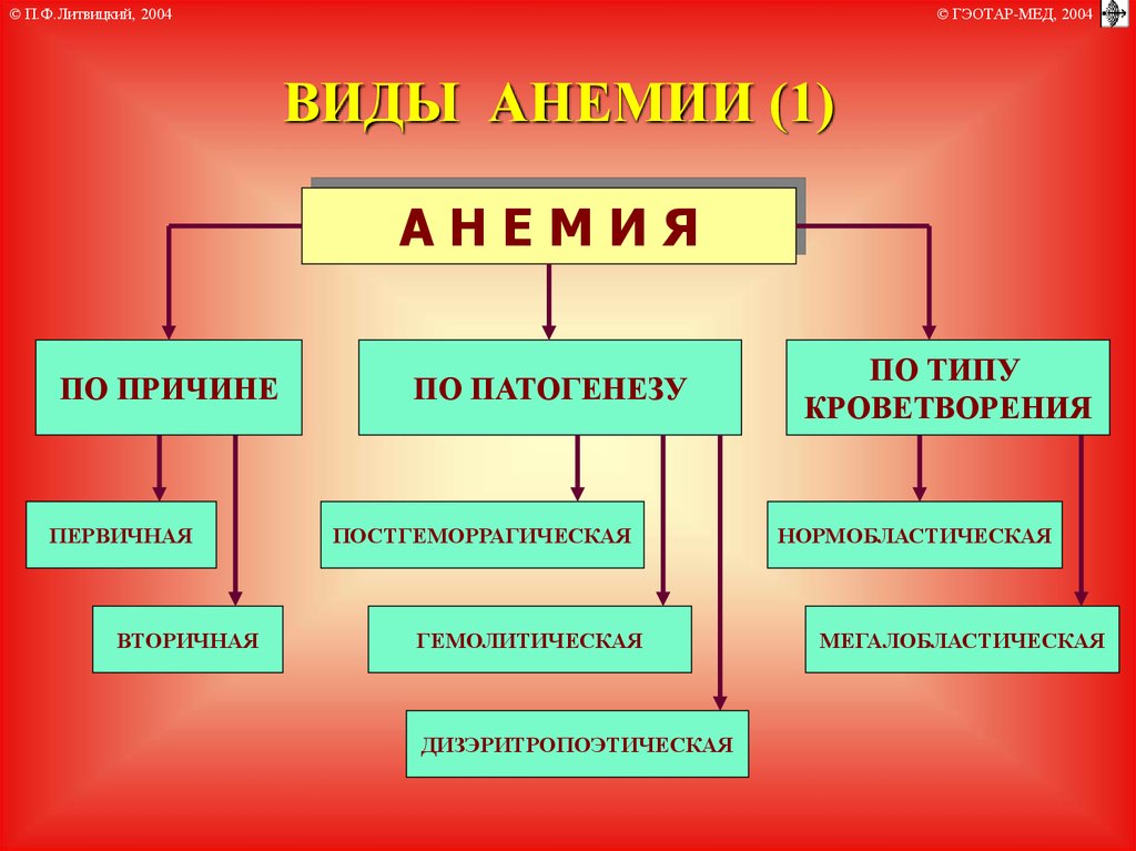 Понятие анемии. Виды анемий. Основные формы анемий. Тип железодефицитной анемии. Типы анемий схема.