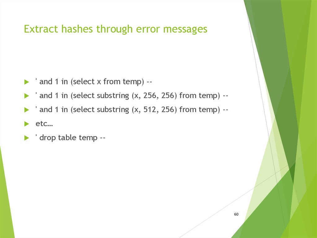 Extract hashes through error messages