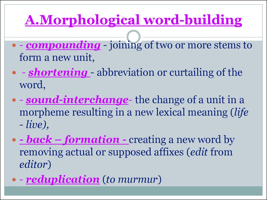 A.Morphological word-building.